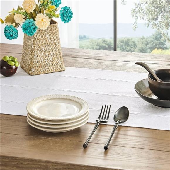 Farmhouse Table Runner,Rustic Table Runners 36Inches Long,Linen Boho TableRunner - Picture 5 of 8